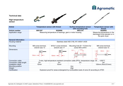 High temperature sensor