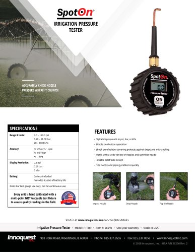 IRRIGATION PRESSURE TESTER