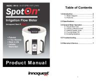 PRODUCT MANUAL: SPOTON® IRRIGATION FLOW METER - 1