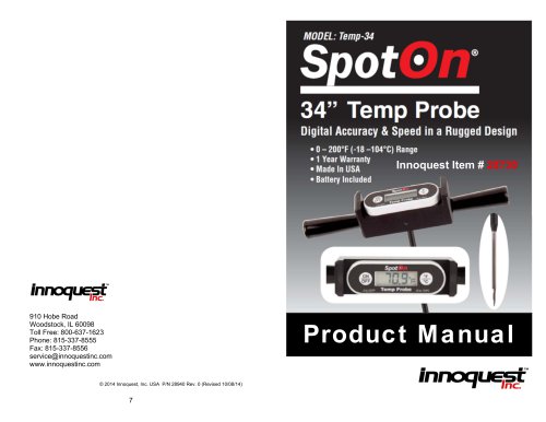 PRODUCT MANUAL: SPOTON® TEMP PROBE