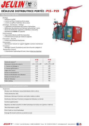 DÉSILEUSE DISTRIBUTRICE PORTÉE : P15 - P19