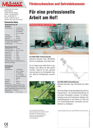 Förderschnecken und Getreidekanonen