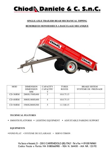 SINGLE-AXLE TRAILERS REAR MECHANICAL TIPPING