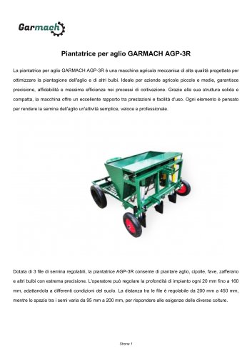 La piantatrice per aglio GARMACH AGP-3R