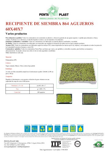 RECIPIENTE DE SIEMBRA 864 AGUJEROS60X40X7