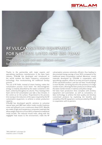 RF VULCANISATION EQUIPMENT FOR NATURAL LATEX AND SBR FOAM