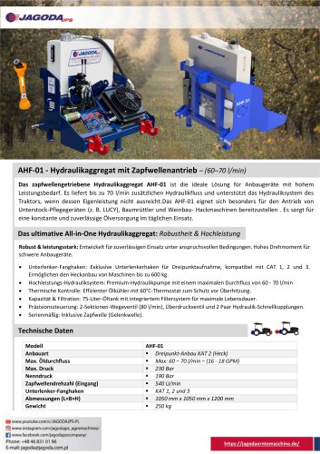 AHF-01- Hydraulikaggregat mit Zapfwellenantrieb 