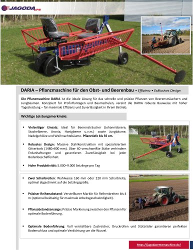 DARIA – Pflanzmaschine für den Obst- und Beerenbau