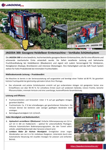 Heidelbeer-Erntemaschine JAGODA 300  Katalog