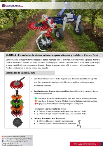 KLAUDIA - Escardador de dedos intercepas para viñedos y frutales