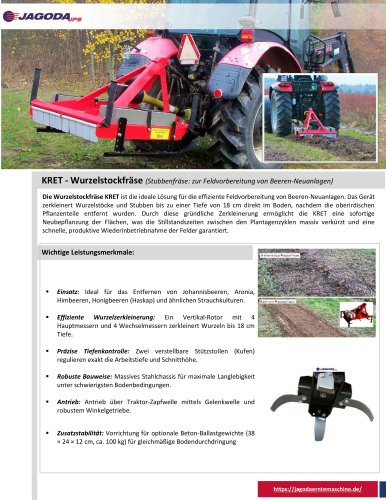 KRET - Wurzelstockfräse für Beerenanlagen