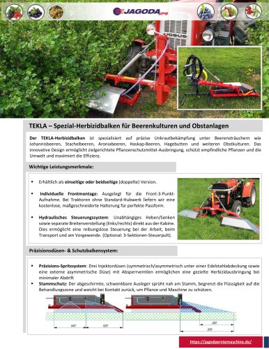 TEKLA – Herbizidbalken für Beeren- und Obstplantagen