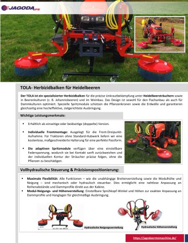 TOLA- Herbizidbalken für Heidelbeeren
