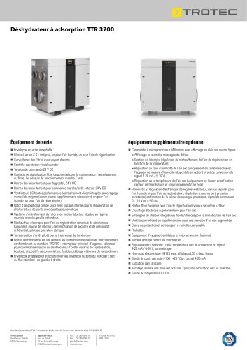 Déshydrateur à adsorption TTR 3700