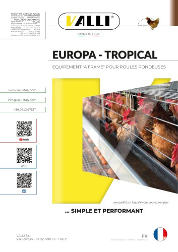 EUROPA -TROPICAL - eQUIPEMENT "A FRAME" POUR POULES PONDEUSES