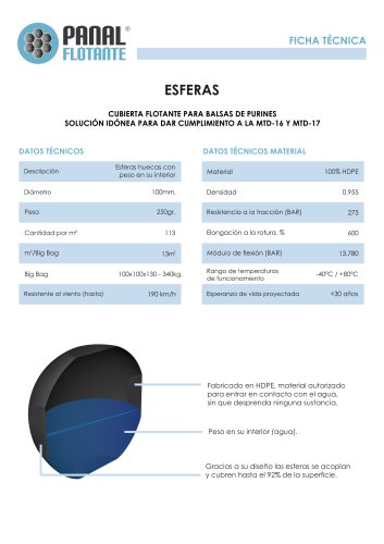 FICHA TÉCNICA ESFERAS - PANAL FLOTANTE