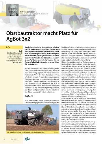 Obstbautraktor macht Platz für AgBot 3x2