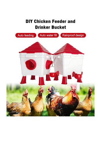 Automatic Chicken Feeder and Drinker Bucket With Legs
