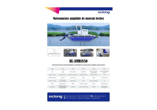 RL-AMH1850 SPÉCIFICATION DE MOISSONNEUSE AMPHIBIE DE MAUVAISES HERBES AQUATIQUES