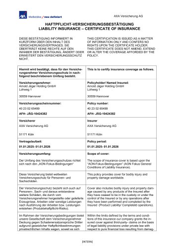 CERTIFICATE OF INSURANCE 