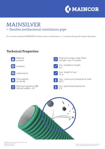 Handout MAINSILVER Ventilation pipe