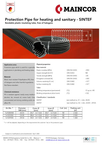SINTEF Corrugated pipe