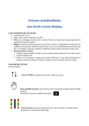 Sistema autolivellante con touch screen display