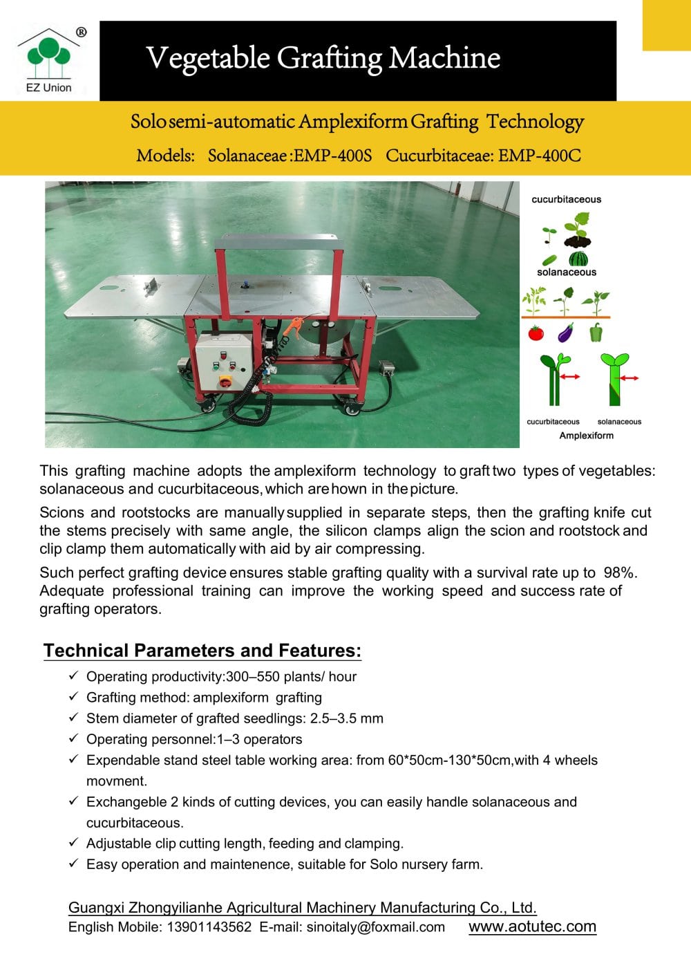 VEGETABLES GRAFTING MACHINE - EZ-Union Agrucultural Machinery Co.,Ltd.