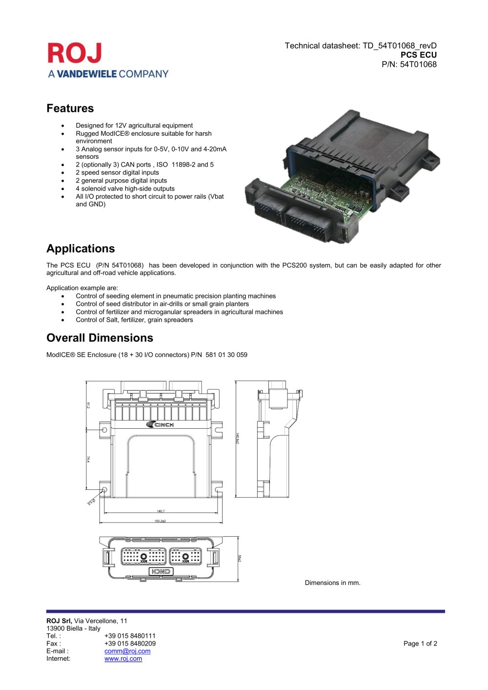 PCS ECU - ROJ srl