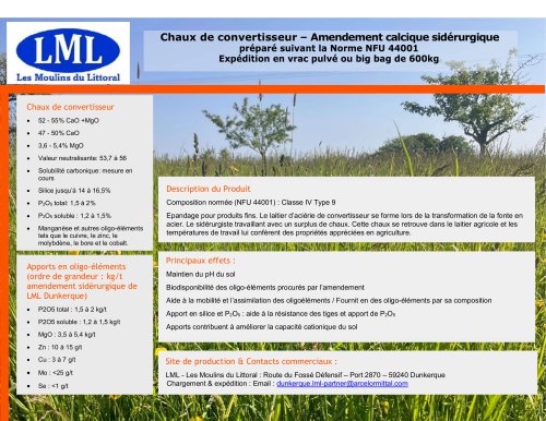 Amendement calcique - Fiche produit