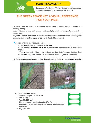 Data sheet Green Fence Net