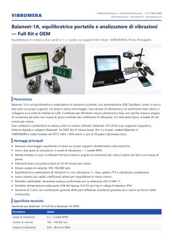 Balanset-1A, equilibratrice portatile e analizzatore di vibrazioni &mdash; Full Kit e OEM