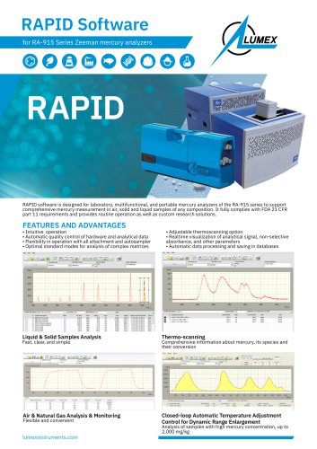 RAPID Software for RA-915 Series Zeeman mercury analyzers