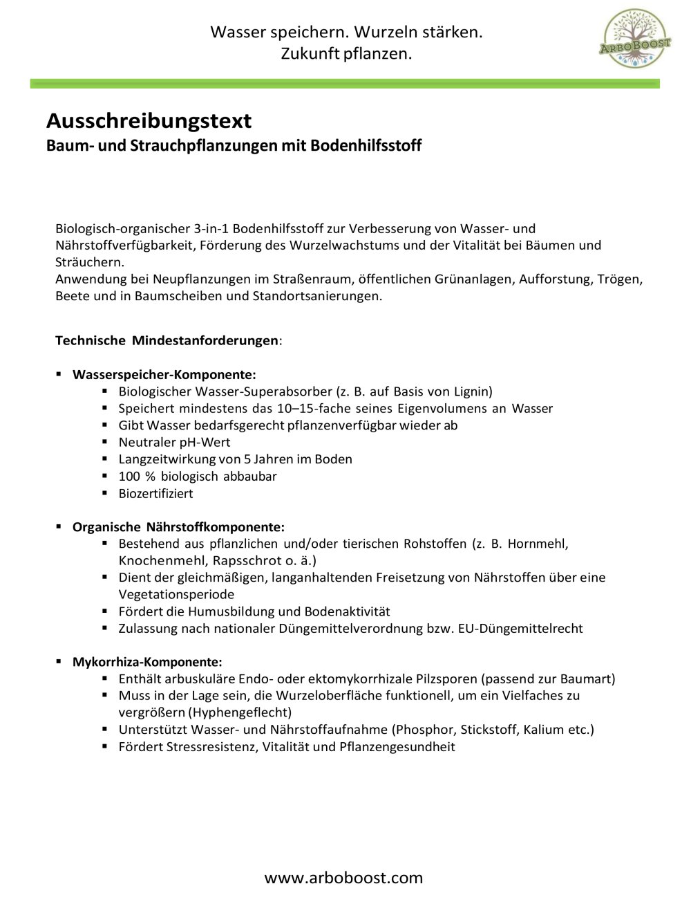 Ausschreibungstext - ARBOBOOST GMBH