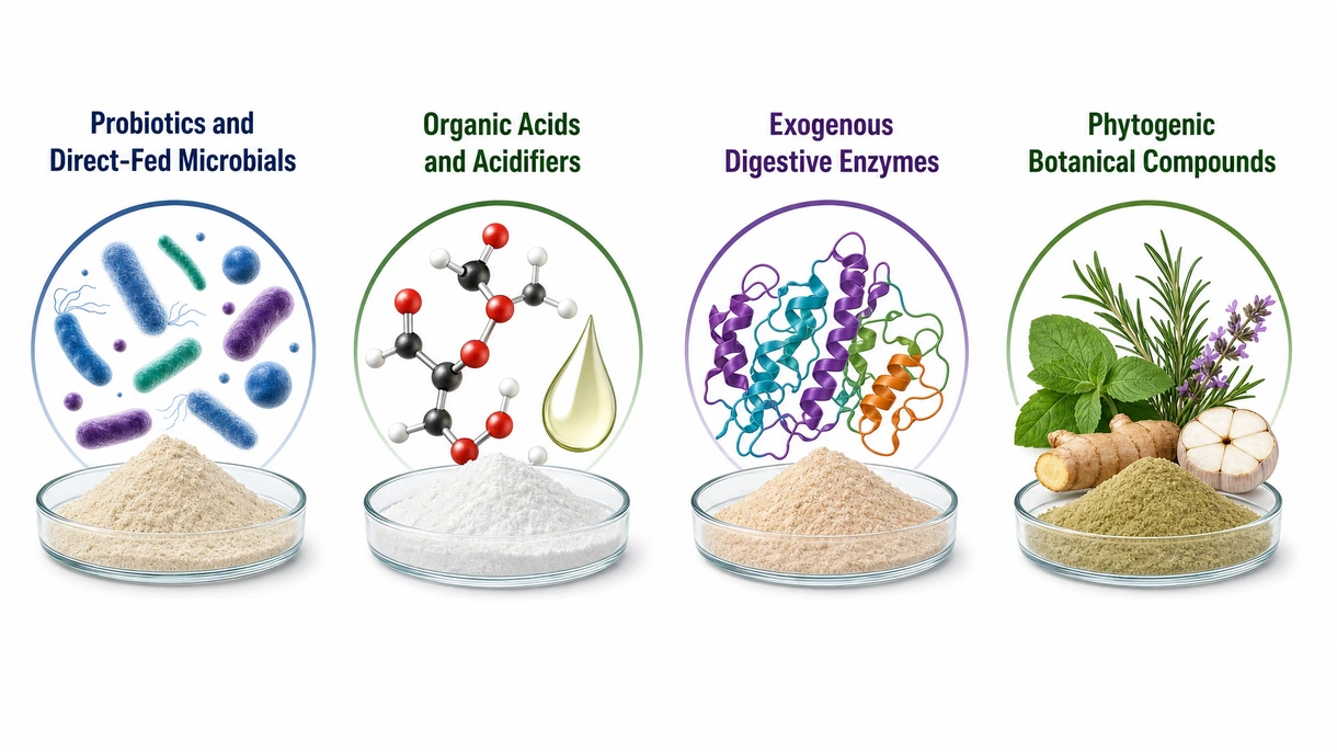 Vista microscópica de grânulos prebióticos encapsulados, mostrando o revestimento protetor concebido para a libertação direcionada de nutrientes na digestão animal.