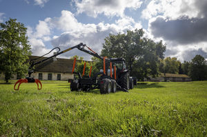 grua florestal montada em carreta