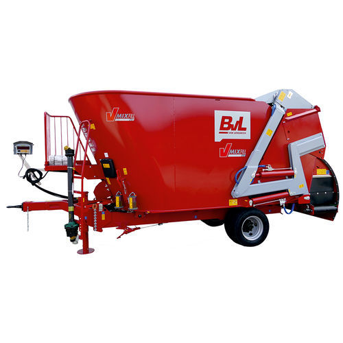 Vagão misturador vertical - V-MIX FILL PLUS LS - Bernard van Lengerich Maschinenfabrik GmbH & Co. KG - de arrasto / de descarga lateral / com 2 roscas