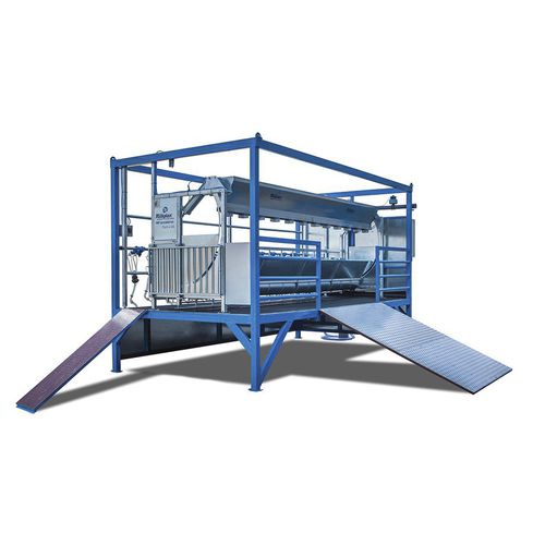 Sala de ordenha para ovelhas - Armektron S4S series - MILKPLAN S.A. - lado a lado / com distribuidor de ração