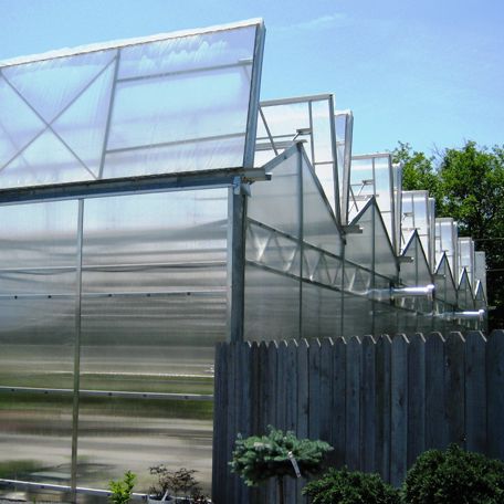 Estufa multicapela - Ez-Up Direct Series - Ludy Greenhouse Manufacturing Corporation - para plantas ornamentais / em vidro / com calhas pluviais