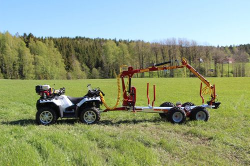 Carreta com 2 eixos - T1900ex - Kranman AB - florestal / 10-20 t / com grua