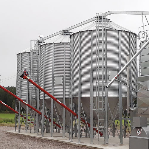 Silo para cereais - MEPU OY - em aço / redondo / com tremonha