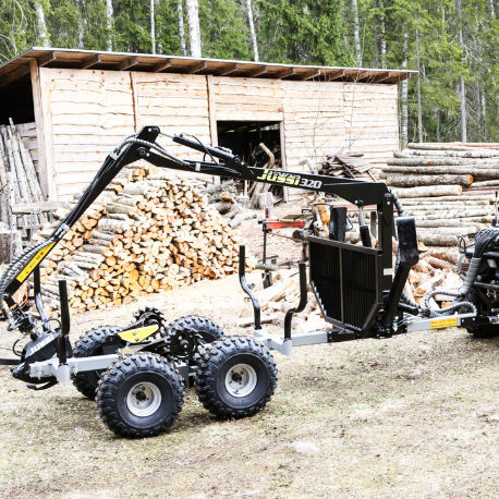 Grua florestal montada em carreta - Vahva Jussi 320 - Vahva Jussi - com lança articulada