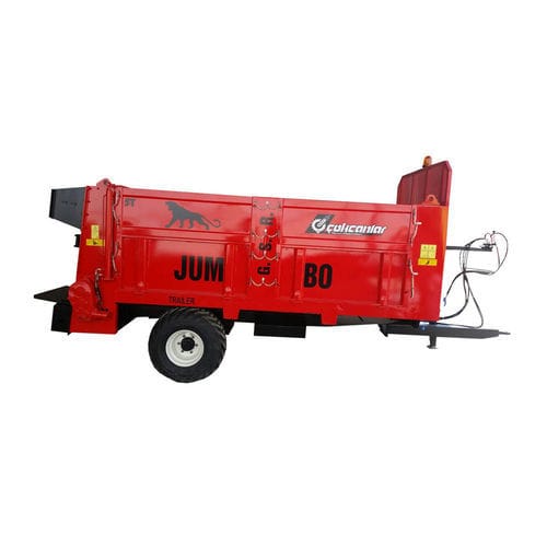 Vagão distribuidor de esterco de arrasto - JUMBO GSR - Çokcanlar Agricultural Machinery - com batedores verticais / com 1 eixo