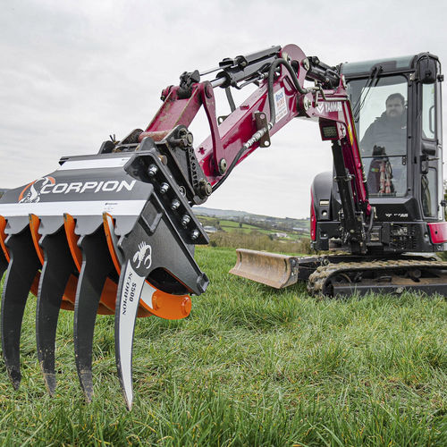Garfo para escavadeira - Scorpion S500 - MDE Machinery Ltd - para pedra / com braço de suporte