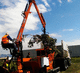 grua florestal montada em caminhão